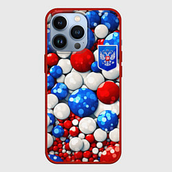 Чехол для iPhone 13 Pro Шарики триколор, цвет: 3D-красный