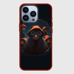 Чехол для iPhone 13 Pro Смотрящие через люк, цвет: 3D-красный