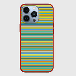 Чехол для iPhone 13 Pro Горизонтальные разноцветные полосы, цвет: 3D-красный