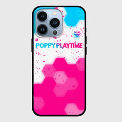 Чехол для iPhone 13 Pro Poppy Playtime neon gradient style: символ сверху, цвет: 3D-черный