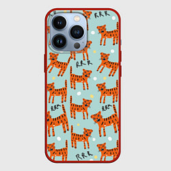 Чехол для iPhone 13 Pro Очень злой бенгальский тигр, цвет: 3D-красный