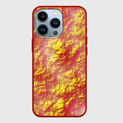 Чехол для iPhone 13 Pro Золото с оранжевым, цвет: 3D-красный