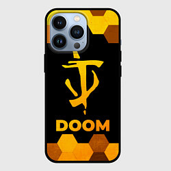 Чехол для iPhone 13 Pro Doom - gold gradient, цвет: 3D-черный