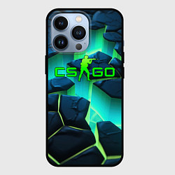 Чехол для iPhone 13 Pro CSGO green abstract texture, цвет: 3D-черный