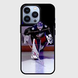 Чехол для iPhone 13 Pro Sergey Bobrovsky - goalkeeper - Columbus blue jack, цвет: 3D-черный