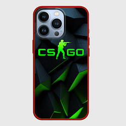 Чехол iPhone 13 Pro CSGO green texture logo