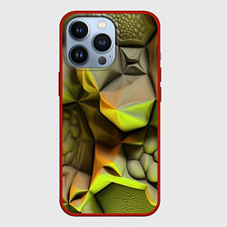 Чехол для iPhone 13 Pro Зеленая объемная космическая текстура, цвет: 3D-красный