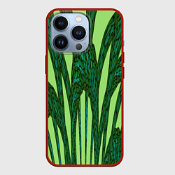 Чехол iPhone 13 Pro Зеленый растительный мотив