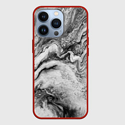 Чехол для iPhone 13 Pro Черно-белая мраморная абстракция, цвет: 3D-красный