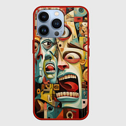 Чехол для iPhone 13 Pro Живопись с лицами в стиле Пабло Пикассо, цвет: 3D-красный
