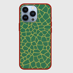 Чехол для iPhone 13 Pro Зелёная текстура - нейросеть, цвет: 3D-красный