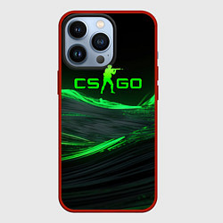 Чехол iPhone 13 Pro CSGO neon green logo