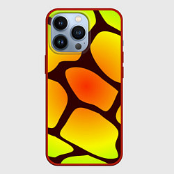 Чехол для iPhone 13 Pro Коричневая сеть с цветными пятнами, цвет: 3D-красный