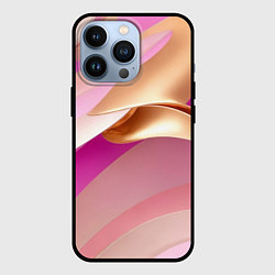 Чехол для iPhone 13 Pro Розовый с золотом абстрактный фон, цвет: 3D-черный
