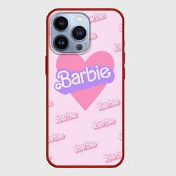 Чехол для iPhone 13 Pro Барби и розовое сердце: паттерн, цвет: 3D-красный