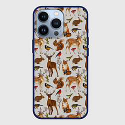 Чехол для iPhone 13 Pro Лесные животные, цвет: 3D-тёмно-синий