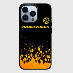 Чехол для iPhone 13 Pro Volkswagen - gold gradient: символ сверху, цвет: 3D-черный