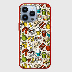Чехол для iPhone 13 Pro Завтрак - цветной, цвет: 3D-красный