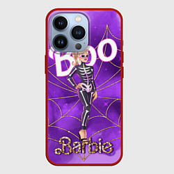 Чехол для iPhone 13 Pro Барби в костюме скелета: паутина и фиолетовый дым, цвет: 3D-красный