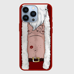 Чехол iPhone 13 Pro Прикольный костюм санта клауса - голое тело