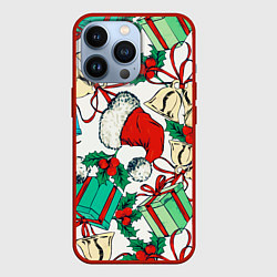 Чехол для iPhone 13 Pro Узор с новогодними падарками, цвет: 3D-красный