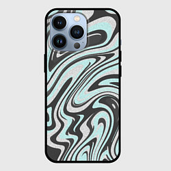 Чехол для iPhone 13 Pro Абстракция серо-голубой текстурный, цвет: 3D-черный