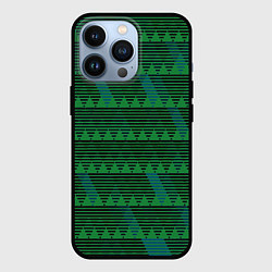 Чехол для iPhone 13 Pro Геометрические треугольники тёмно-зелёный, цвет: 3D-черный