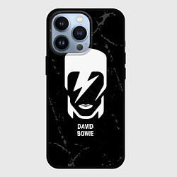 Чехол для iPhone 13 Pro David Bowie glitch на темном фоне, цвет: 3D-черный