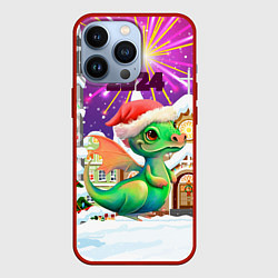 Чехол для iPhone 13 Pro Дракончик в новогодний салют, цвет: 3D-красный