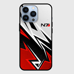 Чехол для iPhone 13 Pro N7 mass effect - white and red, цвет: 3D-черный