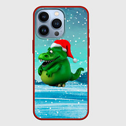 Чехол для iPhone 13 Pro Дракон заснеженный фон, цвет: 3D-красный