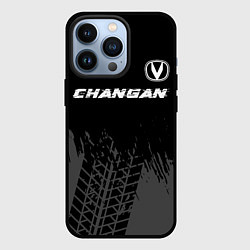 Чехол для iPhone 13 Pro Changan speed на темном фоне со следами шин: симво, цвет: 3D-черный