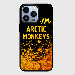 Чехол для iPhone 13 Pro Arctic Monkeys - gold gradient: символ сверху, цвет: 3D-черный