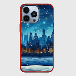 Чехол для iPhone 13 Pro Новогодний зимний пейзаж, цвет: 3D-красный