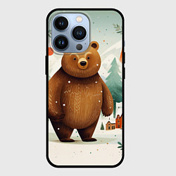Чехол для iPhone 13 Pro Рождественский мишка фолк-арт, цвет: 3D-черный