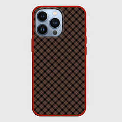 Чехол для iPhone 13 Pro Коричневый клетчатый узор, цвет: 3D-красный