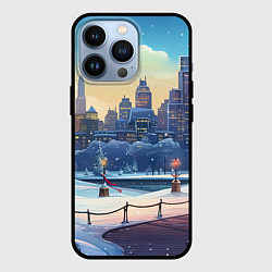 Чехол для iPhone 13 Pro Зимний большой город, цвет: 3D-черный