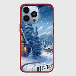 Чехол для iPhone 13 Pro Новогодний домик, цвет: 3D-красный