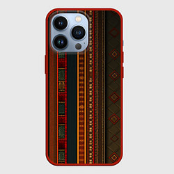 Чехол для iPhone 13 Pro Этнический узор в вертикальную полоску, цвет: 3D-красный
