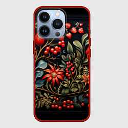 Чехол iPhone 13 Pro Новогодние ягоды и цветы