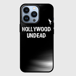 Чехол для iPhone 13 Pro Hollywood Undead glitch на темном фоне посередине, цвет: 3D-черный