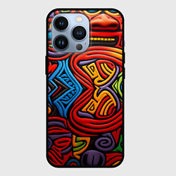 Чехол для iPhone 13 Pro Разноцветный узор в стиле абстракционизм, цвет: 3D-черный