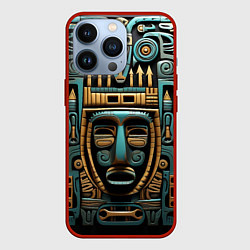 Чехол для iPhone 13 Pro Орнамент с маской в египетском стиле, цвет: 3D-красный