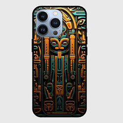 Чехол для iPhone 13 Pro Орнамент в египетском стиле, бюст Нефертити, цвет: 3D-черный