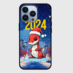 Чехол для iPhone 13 Pro 2024 красный новогодний дракон, цвет: 3D-черный