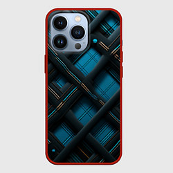 Чехол для iPhone 13 Pro Тёмно-синяя диагональная клетка, цвет: 3D-красный