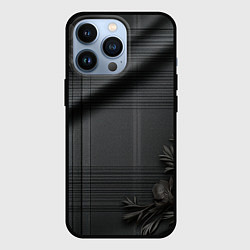 Чехол для iPhone 13 Pro Серо-черная шотландская клетка и цветы, цвет: 3D-черный