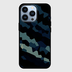 Чехол iPhone 13 Pro Абстракция тёмный бирюзовый кристаллизация