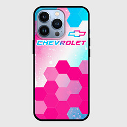 Чехол для iPhone 13 Pro Chevrolet neon gradient style посередине, цвет: 3D-черный