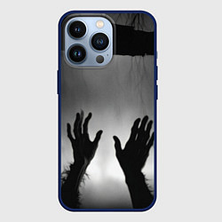 Чехол для iPhone 13 Pro Руки зомби в ночном тумане, цвет: 3D-тёмно-синий